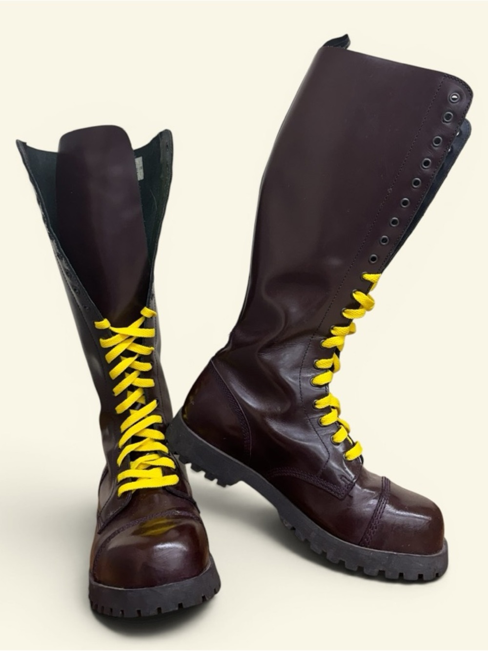 Oxblood Boots & Braces Bordeaux Burgundy Rangers Boots 20 Hole Steel Toe SIZE 8